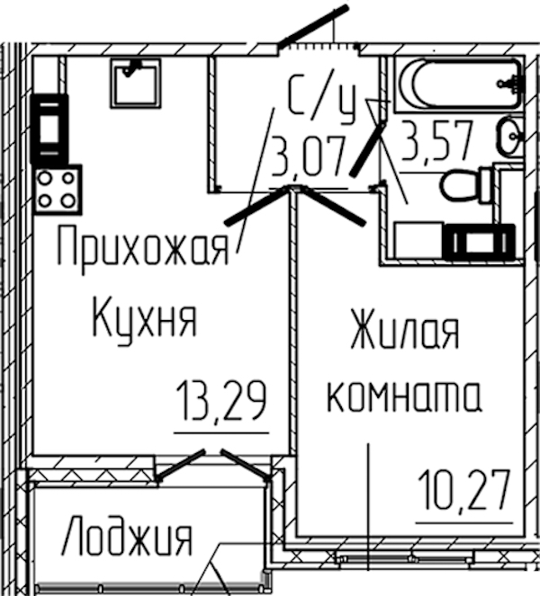 1-комнатная квартира 31.84 м², 4/6 эт., ЖК «SERTOLOVO PARK»